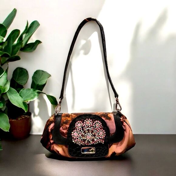Prada Embellished Brown and Black  Bag - Picture 1 of 9